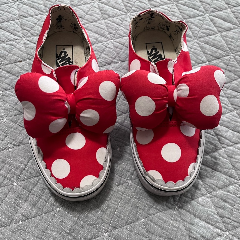 Vans Women's Red and White Polka Dot Sneakers